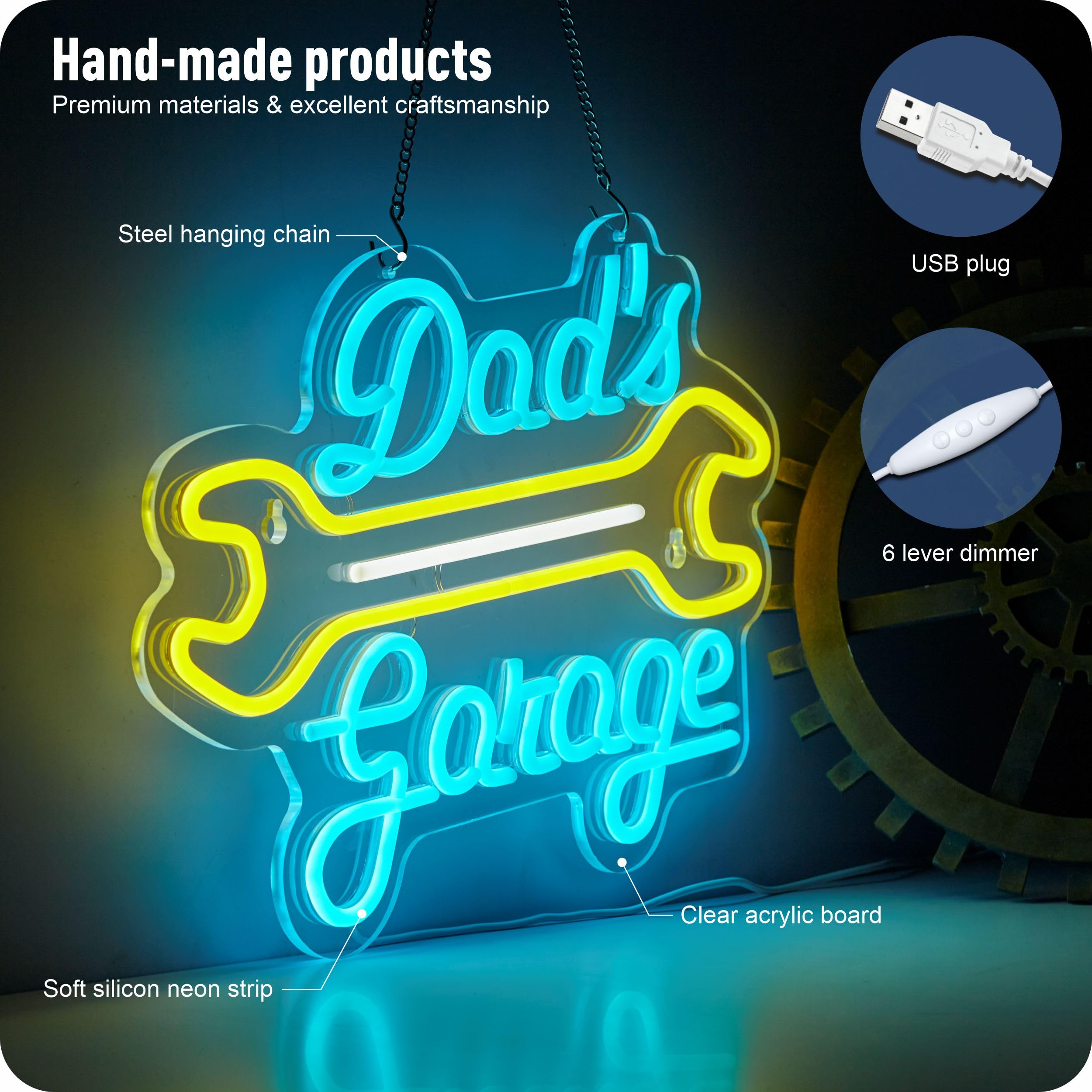 Amazon.co.jp: ガレージネオンサイン 壁装飾 お父さんのガレージ LED